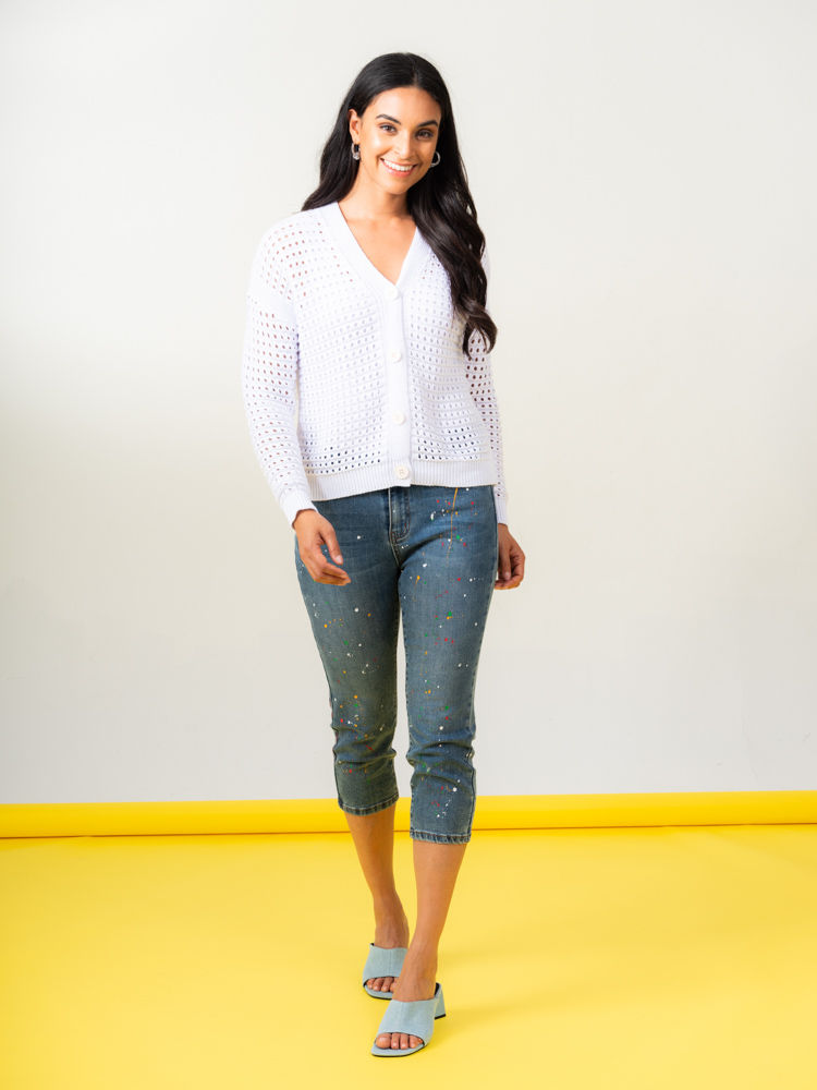 Cardigan ajouré boutons 