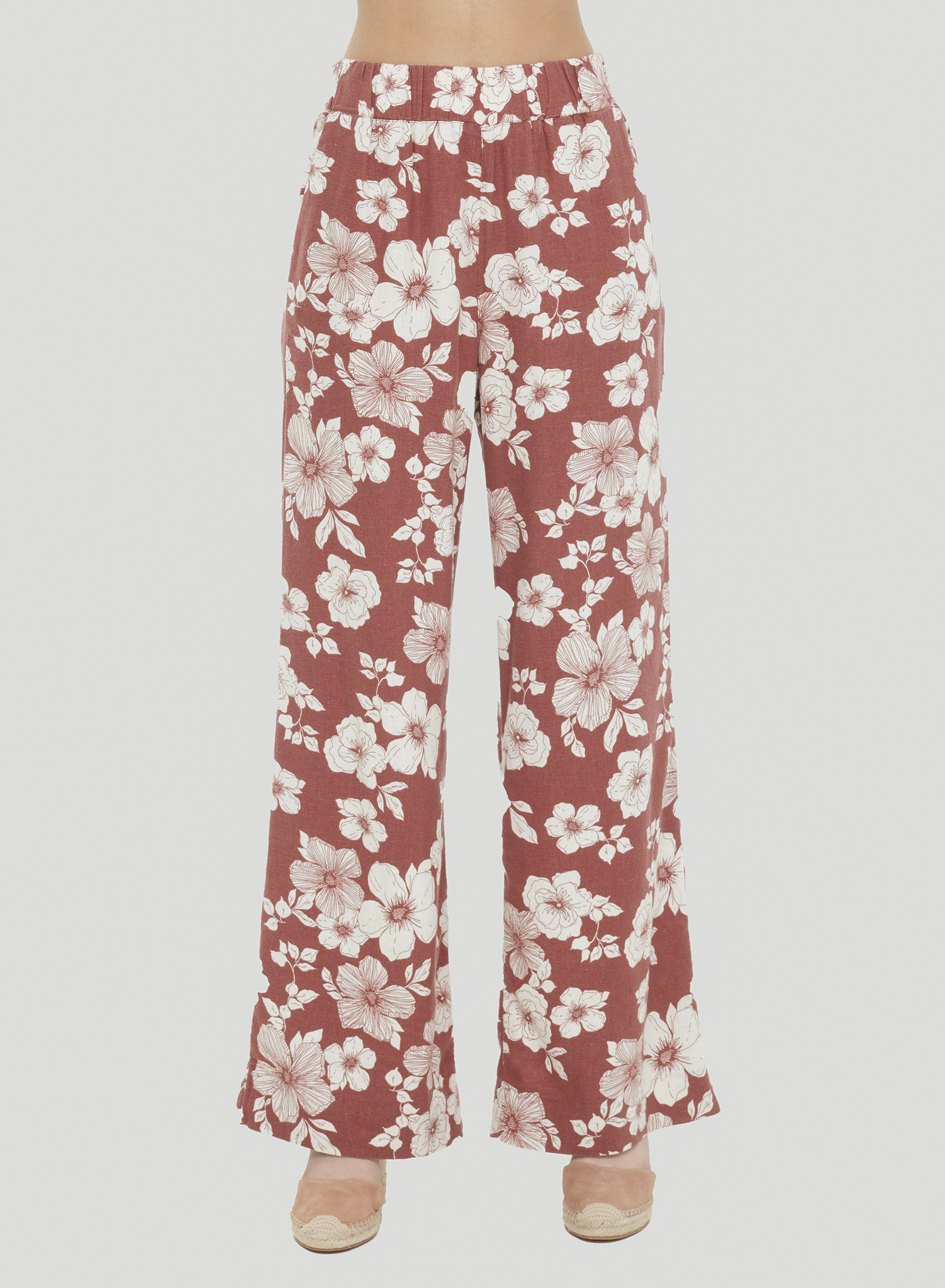 Pantalon jambe large avec taille élastique 