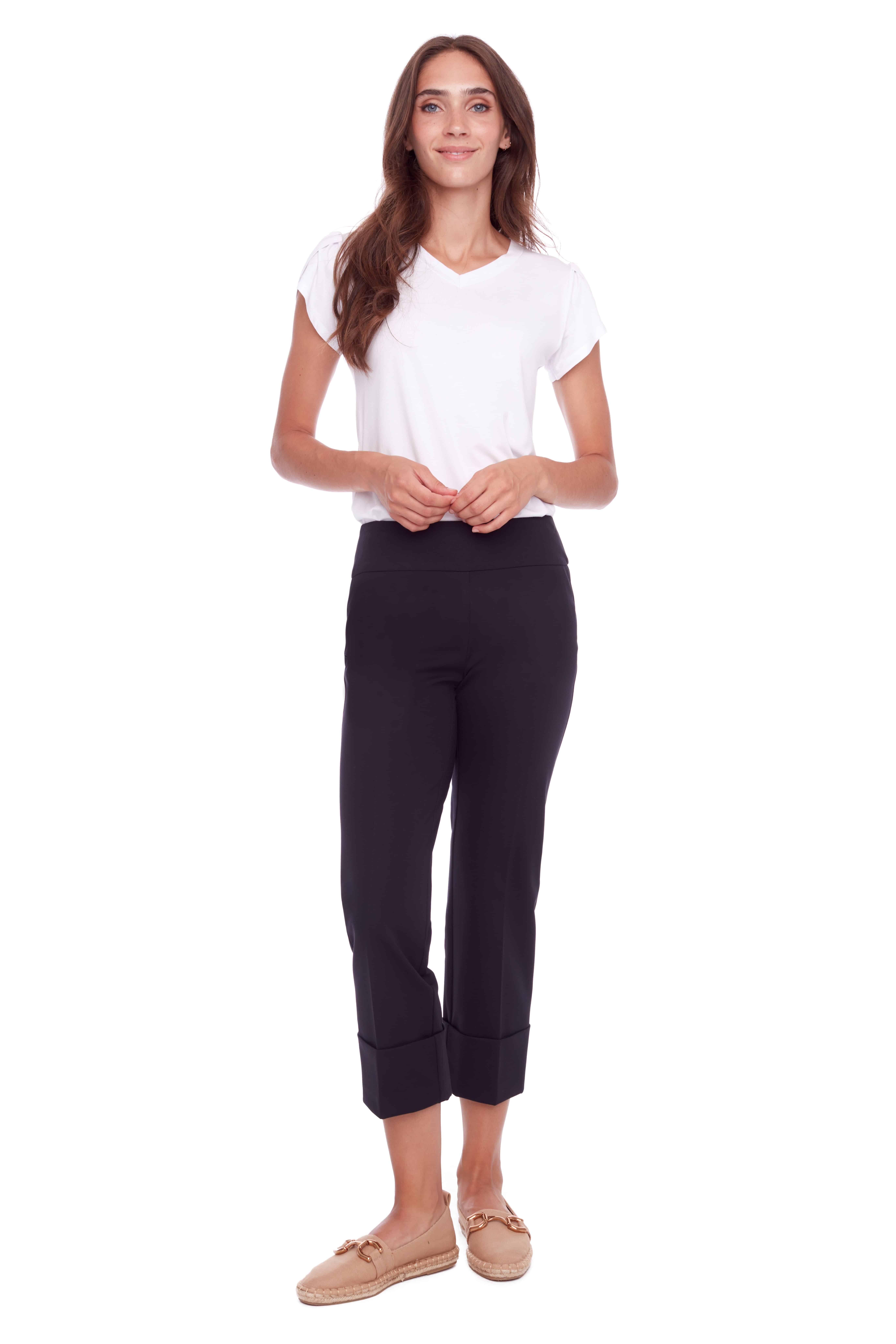 Pantalon gainant, pull on, ceinture élastique avec coffre