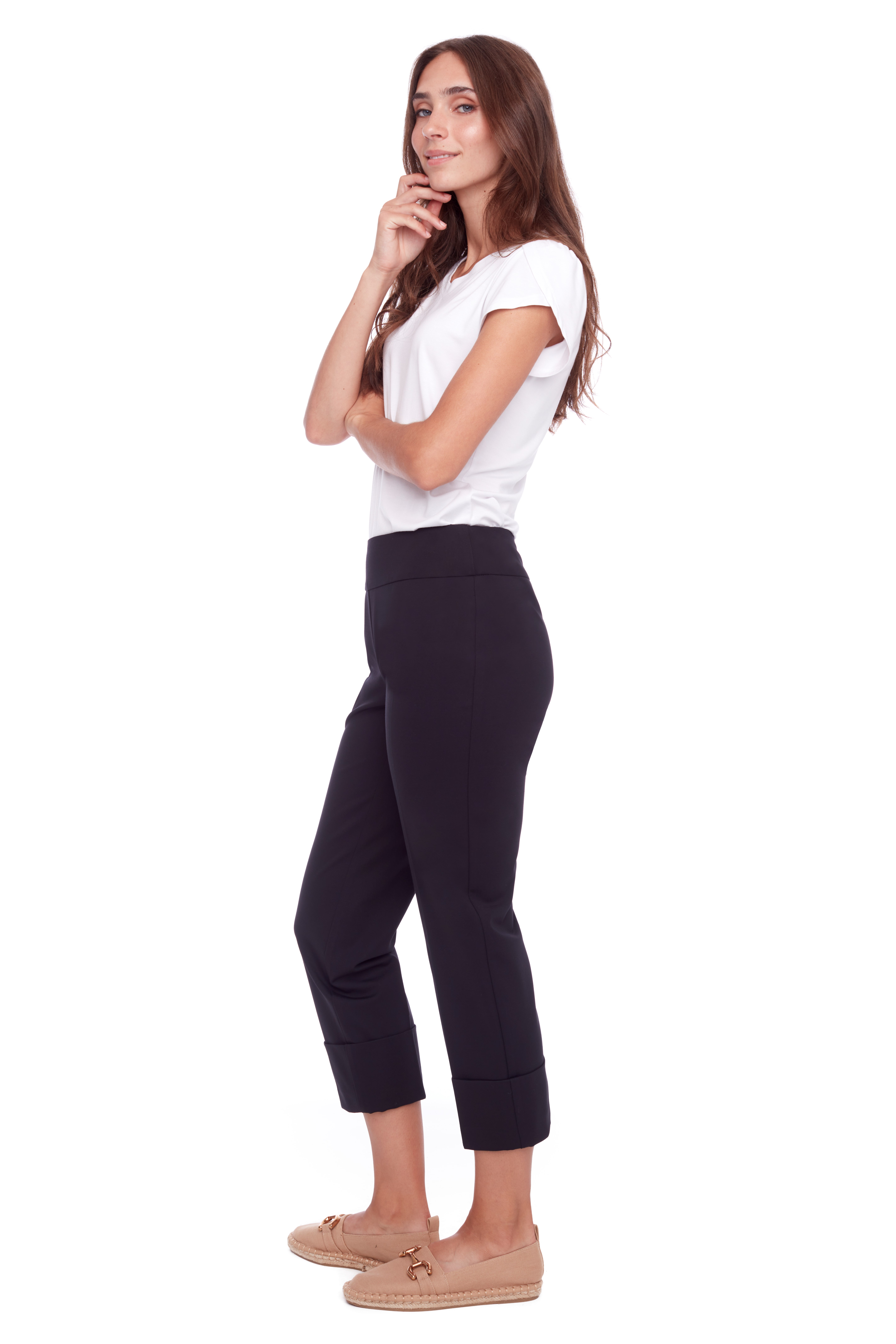 Pantalon gainant, pull on, ceinture élastique avec coffre