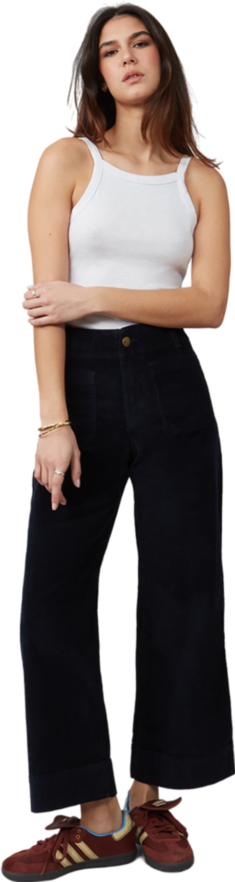 Jeans Colette velour cordé jambe large 