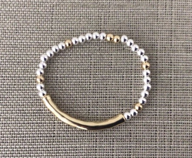 Bracelet à billes or et argent avec tube