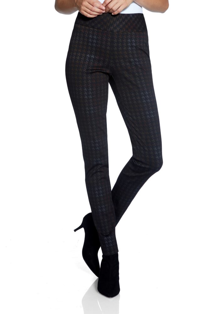 Pantalon ajusté amincissant pied-de-poule