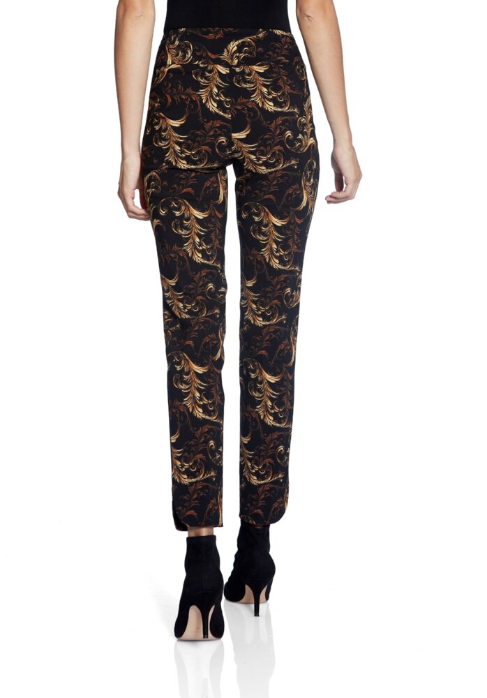 Pantalon ajusté noir imprimé baroque 