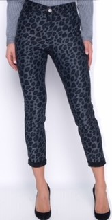 Jeans réversible / noir - léopard / taille haute