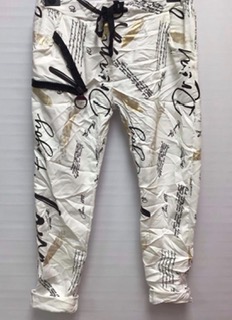Pantalon imprimé / cordon de serrage à la taille / fini velours