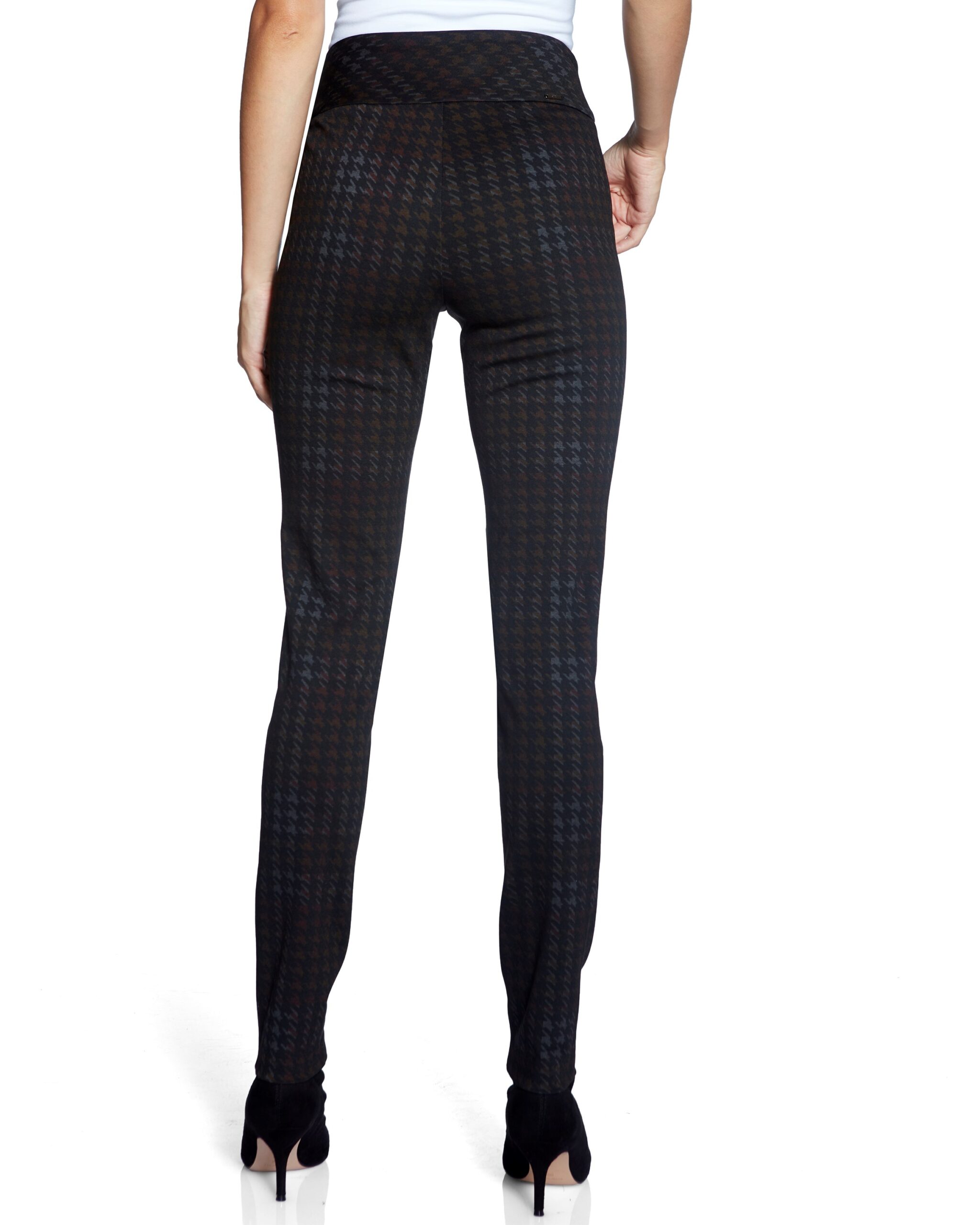 Pantalon ajusté amincissant pied-de-poule