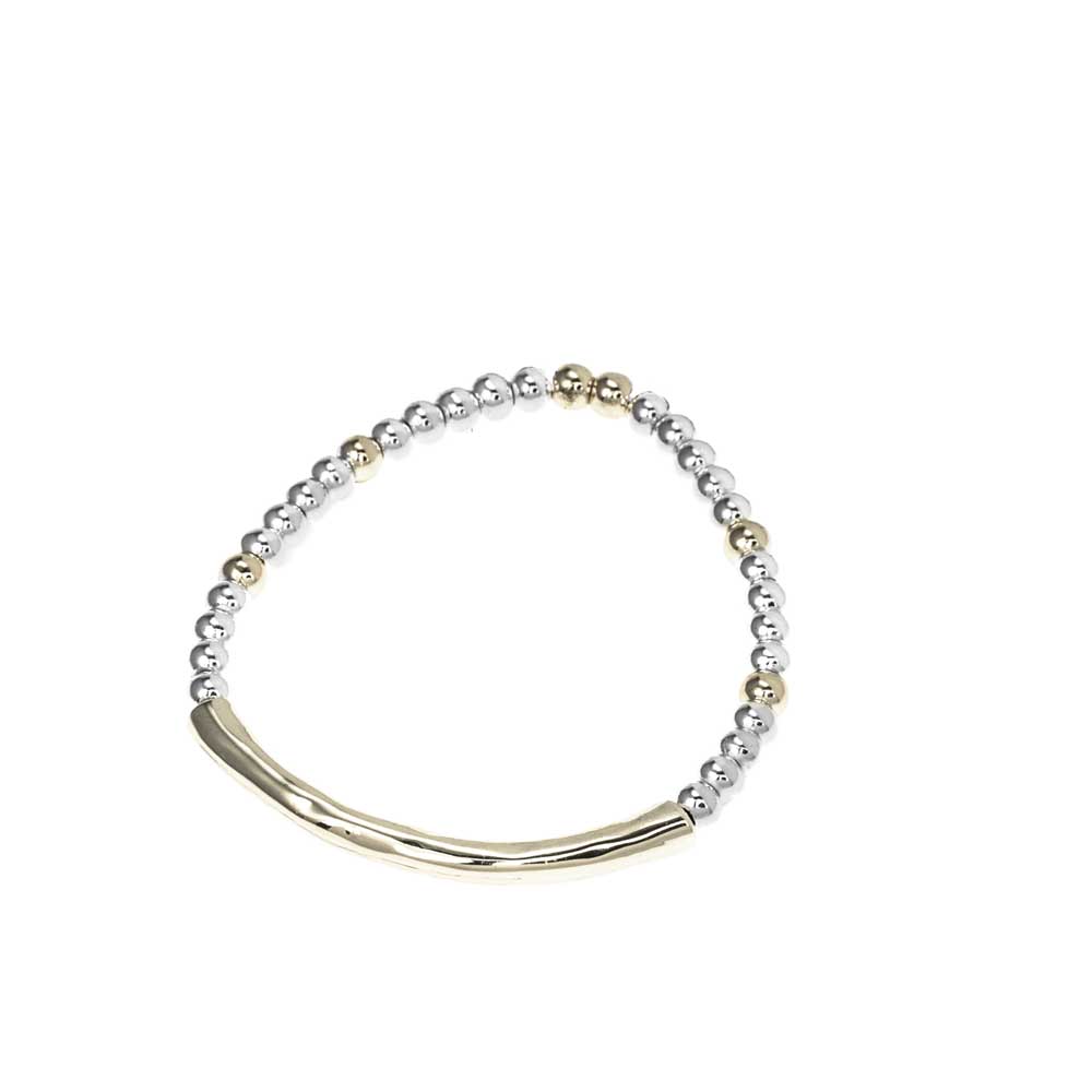 Bracelet à billes or et argent avec tube
